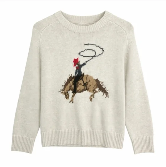 NWT Abercrombie & Fitch Madeline Cowgirl Crewneck Sweater Western Knit Size Sm - Picture 3 of 16